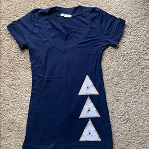 Blue and White Tri Delta Double Stitch Shirt